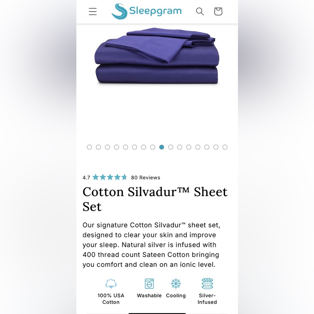 Sleepgram famous natural silver Queen Sheet set in Navy Blue